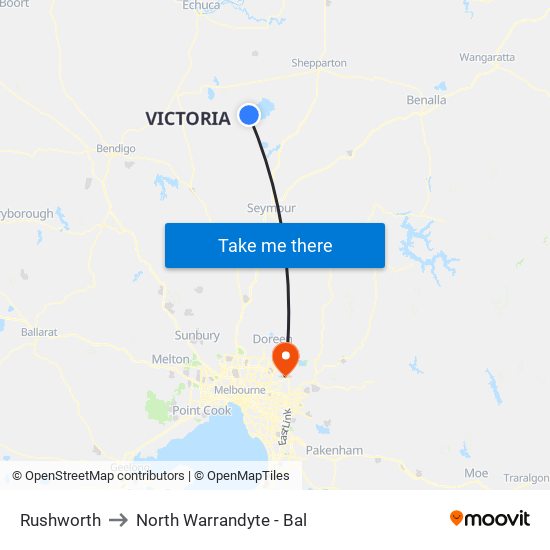 Rushworth to North Warrandyte - Bal map