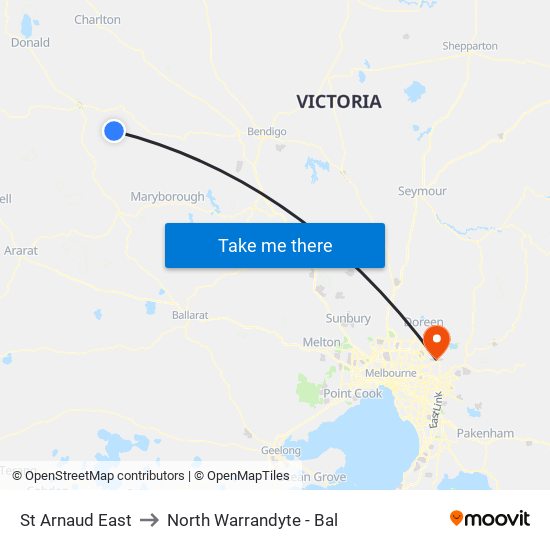 St Arnaud East to North Warrandyte - Bal map