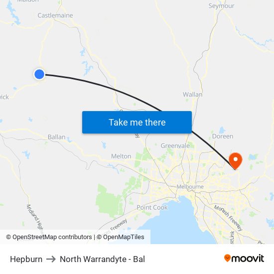 Hepburn to North Warrandyte - Bal map