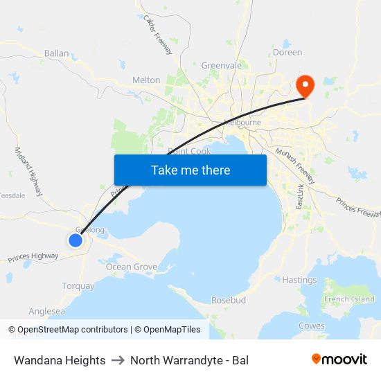 Wandana Heights to North Warrandyte - Bal map