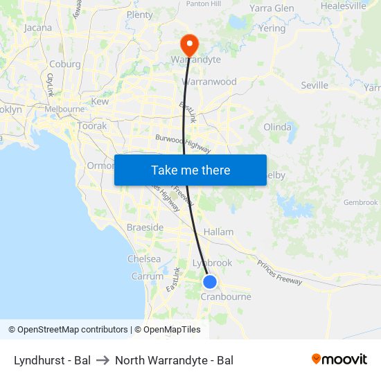 Lyndhurst - Bal to North Warrandyte - Bal map