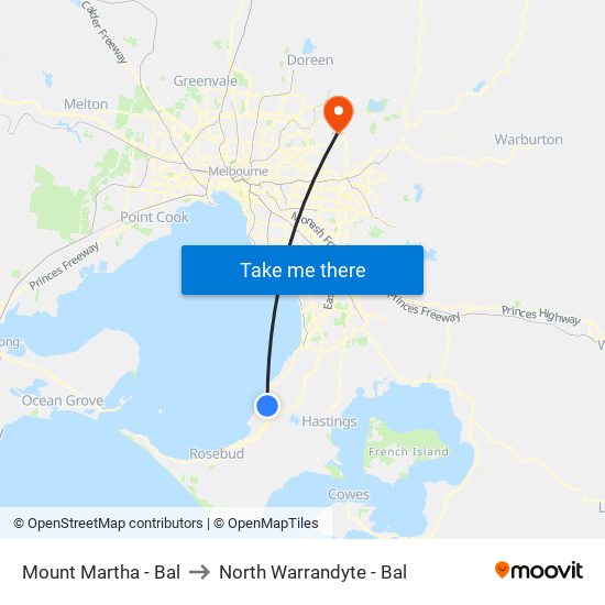 Mount Martha - Bal to North Warrandyte - Bal map