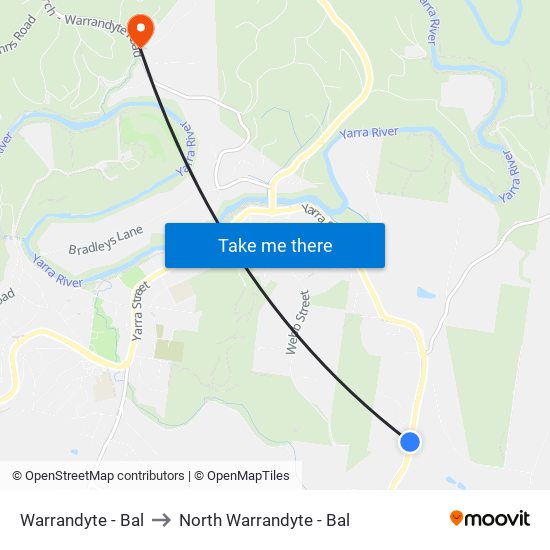 Warrandyte - Bal to North Warrandyte - Bal map