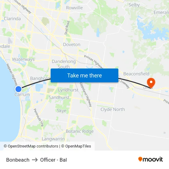 Bonbeach to Officer - Bal map