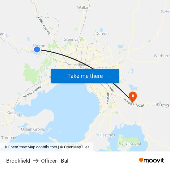 Brookfield to Officer - Bal map