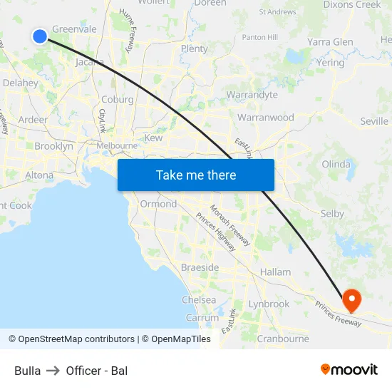 Bulla to Officer - Bal map