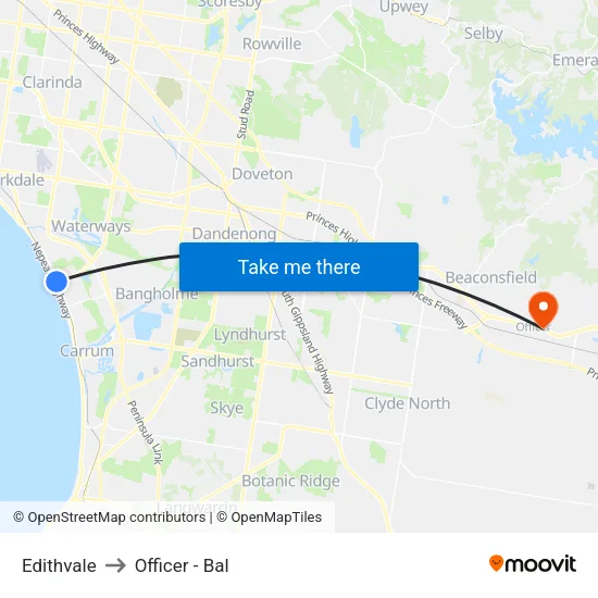 Edithvale to Officer - Bal map