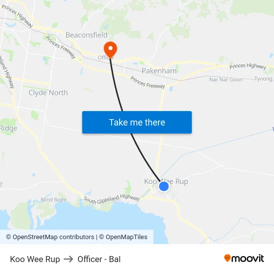 Koo Wee Rup to Officer - Bal map