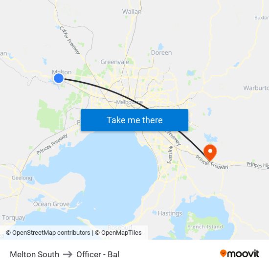 Melton South to Officer - Bal map