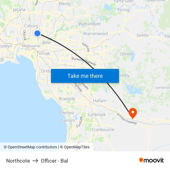 Northcote to Officer - Bal map