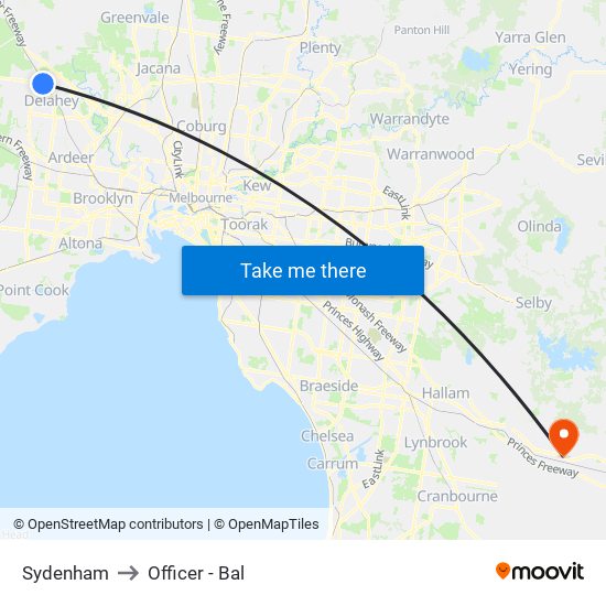 Sydenham to Officer - Bal map