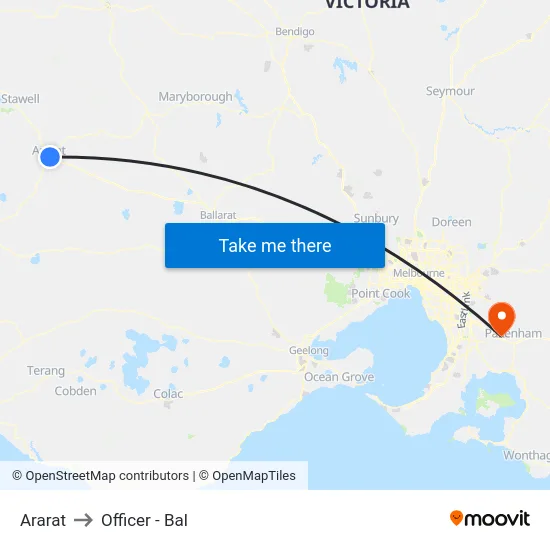 Ararat to Officer - Bal map