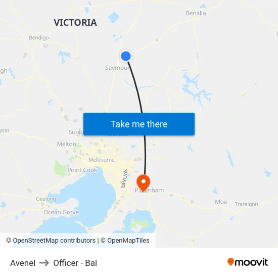 Avenel to Officer - Bal map