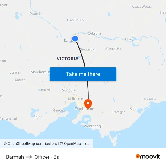 Barmah to Officer - Bal map