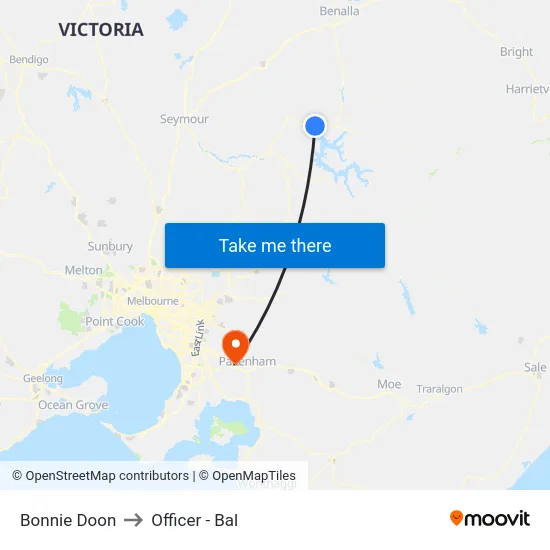 Bonnie Doon to Officer - Bal map