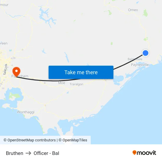 Bruthen to Officer - Bal map