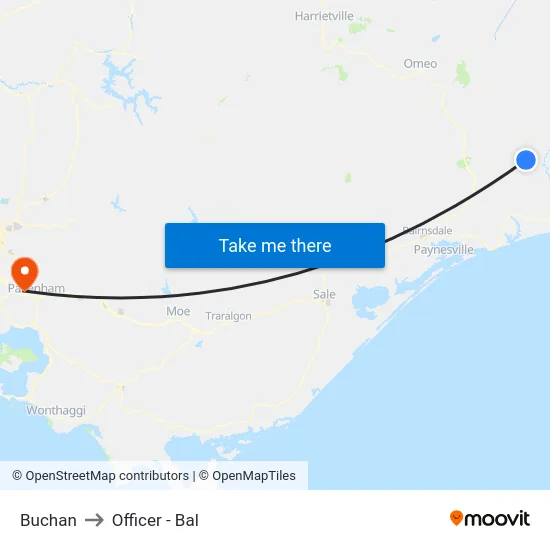 Buchan to Officer - Bal map
