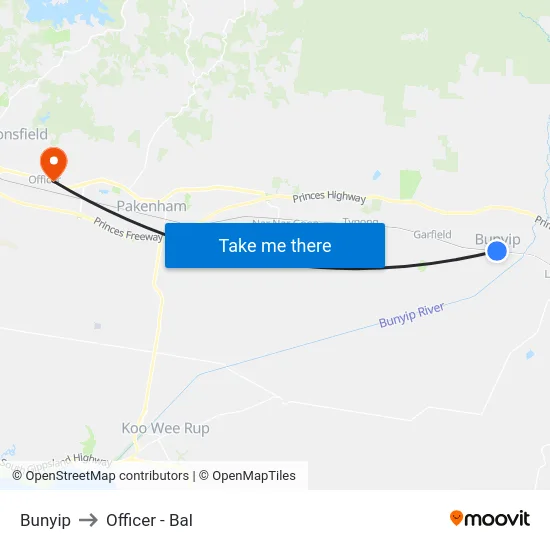 Bunyip to Officer - Bal map