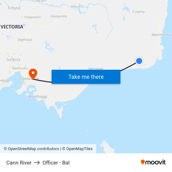 Cann River to Officer - Bal map