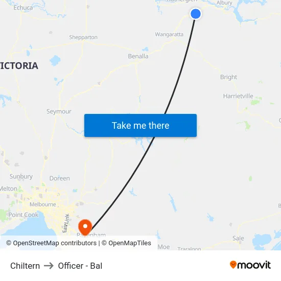 Chiltern to Officer - Bal map