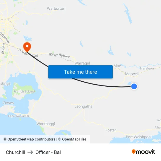 Churchill to Officer - Bal map
