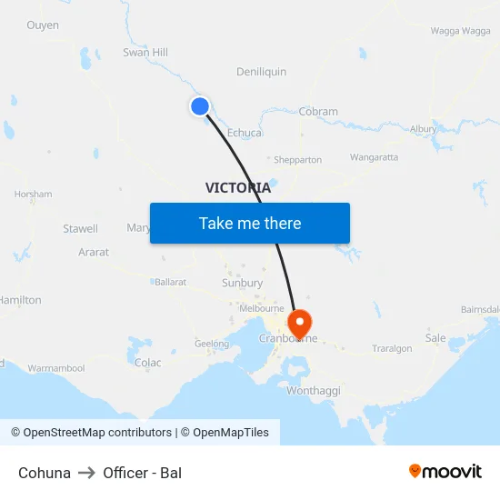 Cohuna to Officer - Bal map