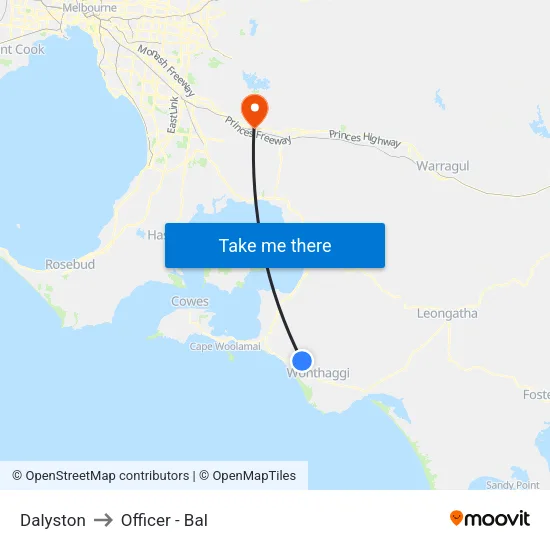 Dalyston to Officer - Bal map