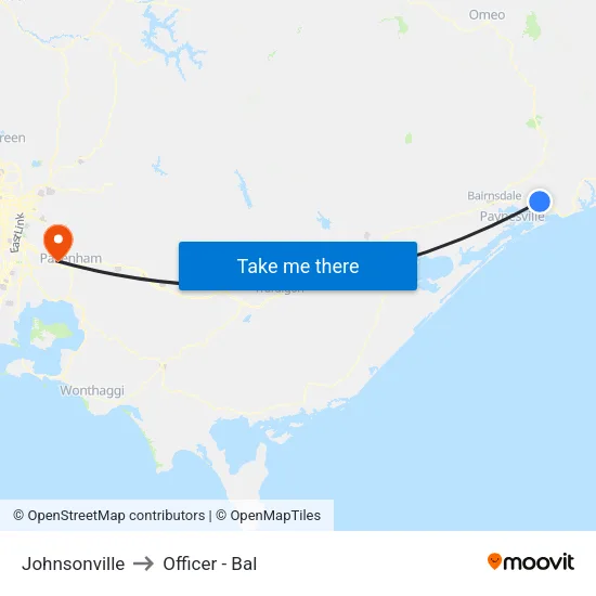 Johnsonville to Officer - Bal map
