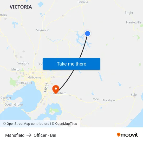 Mansfield to Officer - Bal map