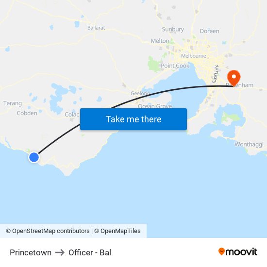 Princetown to Officer - Bal map