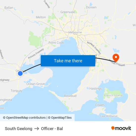 South Geelong to Officer - Bal map