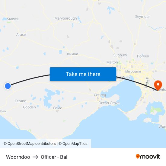 Woorndoo to Officer - Bal map
