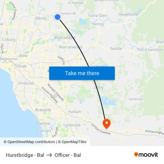 Hurstbridge - Bal to Officer - Bal map