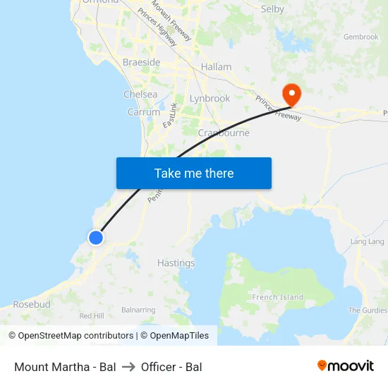 Mount Martha - Bal to Officer - Bal map