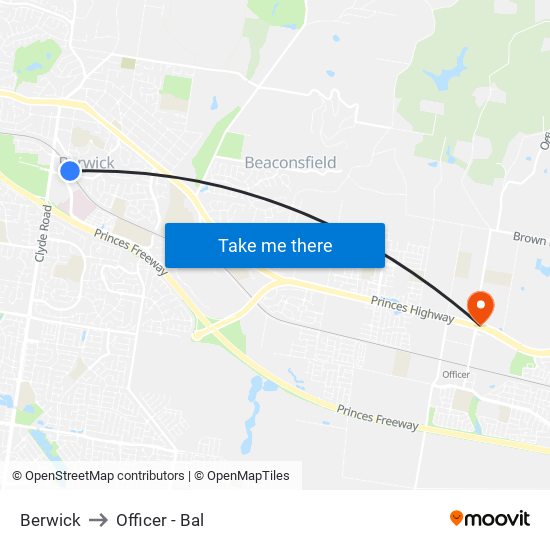 Berwick to Officer - Bal map