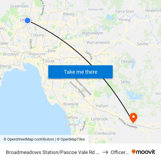 Broadmeadows Station/Pascoe Vale Rd (Broadmeadows) to Officer - Bal map