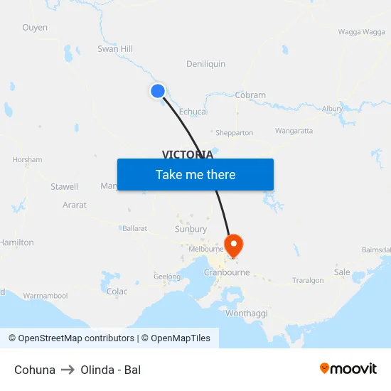 Cohuna to Olinda - Bal map