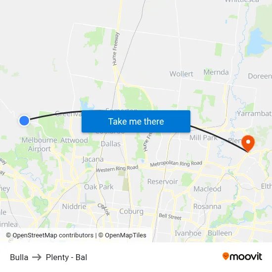 Bulla to Plenty - Bal map
