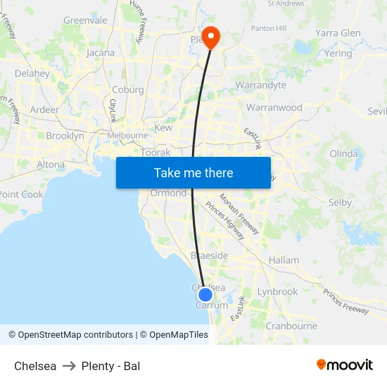 Chelsea to Plenty - Bal map