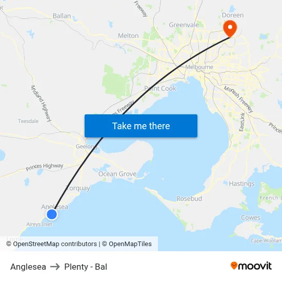 Anglesea to Plenty - Bal map