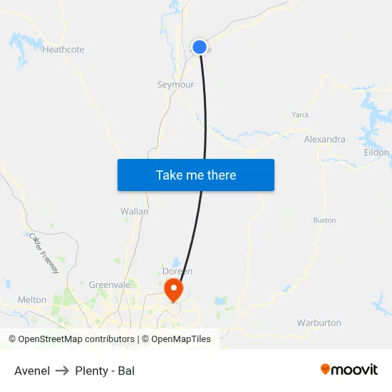 Avenel to Plenty - Bal map