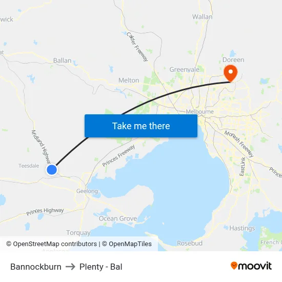 Bannockburn to Plenty - Bal map