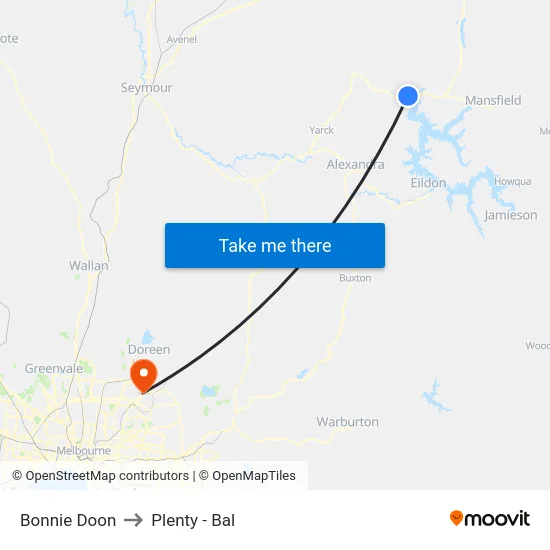 Bonnie Doon to Plenty - Bal map