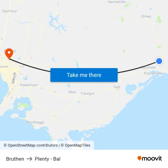 Bruthen to Plenty - Bal map