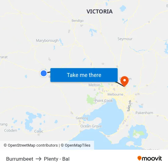 Burrumbeet to Plenty - Bal map
