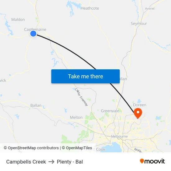 Campbells Creek to Plenty - Bal map
