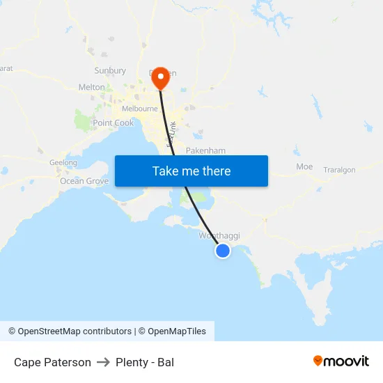 Cape Paterson to Plenty - Bal map