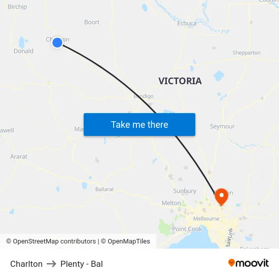 Charlton to Plenty - Bal map