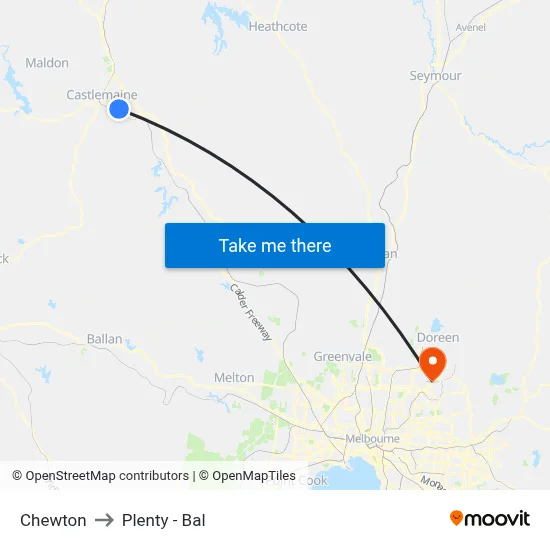 Chewton to Plenty - Bal map