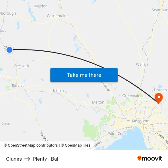 Clunes to Plenty - Bal map